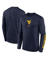 Nike Men's Navy West Virginia Mountaineers Primetime Center Lockup Two-Hit Legend Long Sleeve T-Shirt