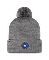 Fanatics Men's Gray New York Islanders Authentic Pro Home Ice Cuffed with Pom Knit Hat