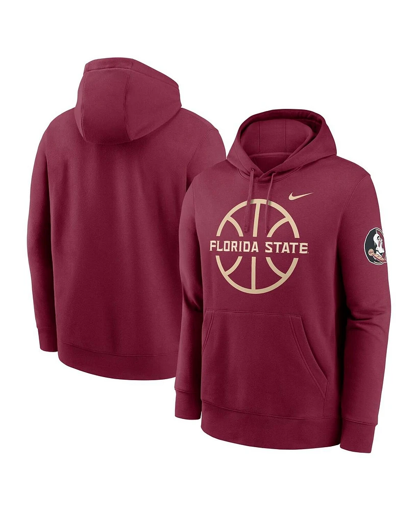 Nike Men's Garnet Florida State Seminoles Basketball Icon Club Fleece Pullover Hoodie