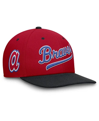 Nike Men's Red/Navy Atlanta Braves Cooperstown Collection Pro Performance Snapback Hat