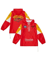 Mitchell & Ness Men's Red Atlanta Hawks Team Origins Anorak Quarter-Zip Pullover Hoodie