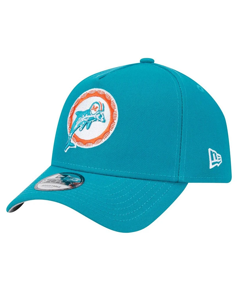 New Era Men's Aqua Miami Dolphins Throwback A-Frame 9FORTY Adjustable Hat