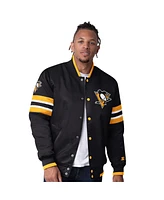 Starter Men's Black Pittsburgh Penguins Scout I Full-Snap Varsity Jacket