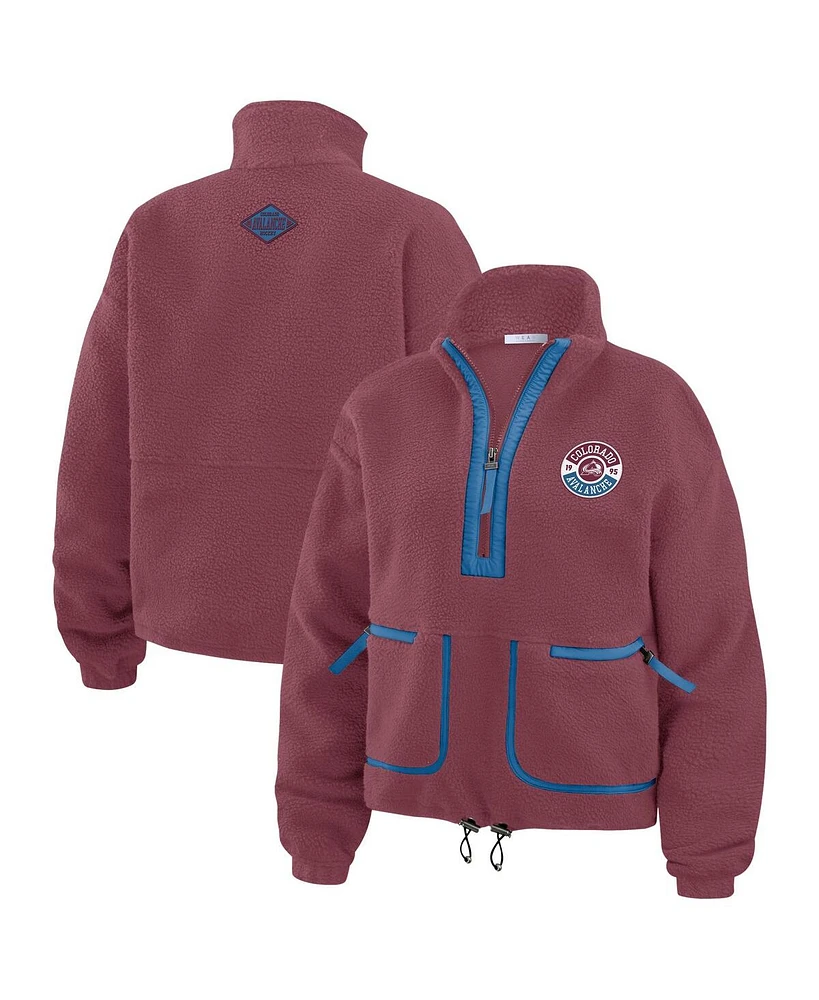 Wear by Erin Andrews Women's Burgundy Colorado Avalanche Polar Fleece Half-Zip Jacket