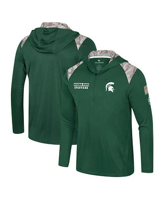 Colosseum Men's Green Michigan State Spartans Oht Military Appreciation Quarter-Zip Hoodie Jacket