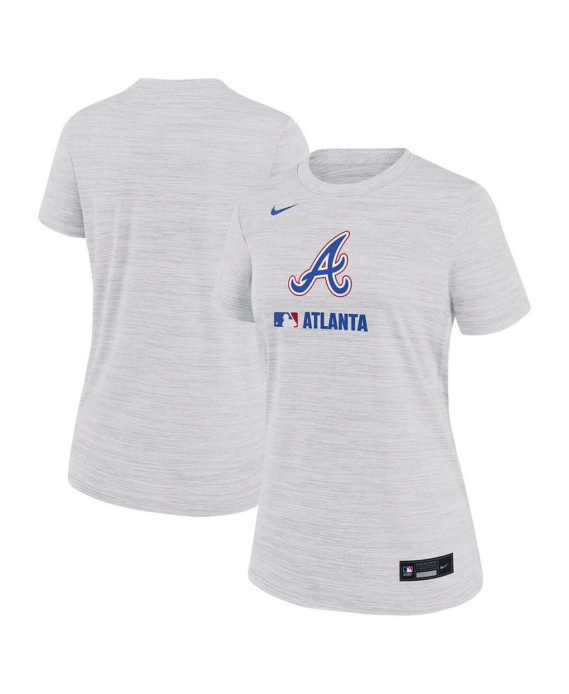 Nike Women's Ash Atlanta Braves Authentic Collection City Connect Velocity Performance T-Shirt