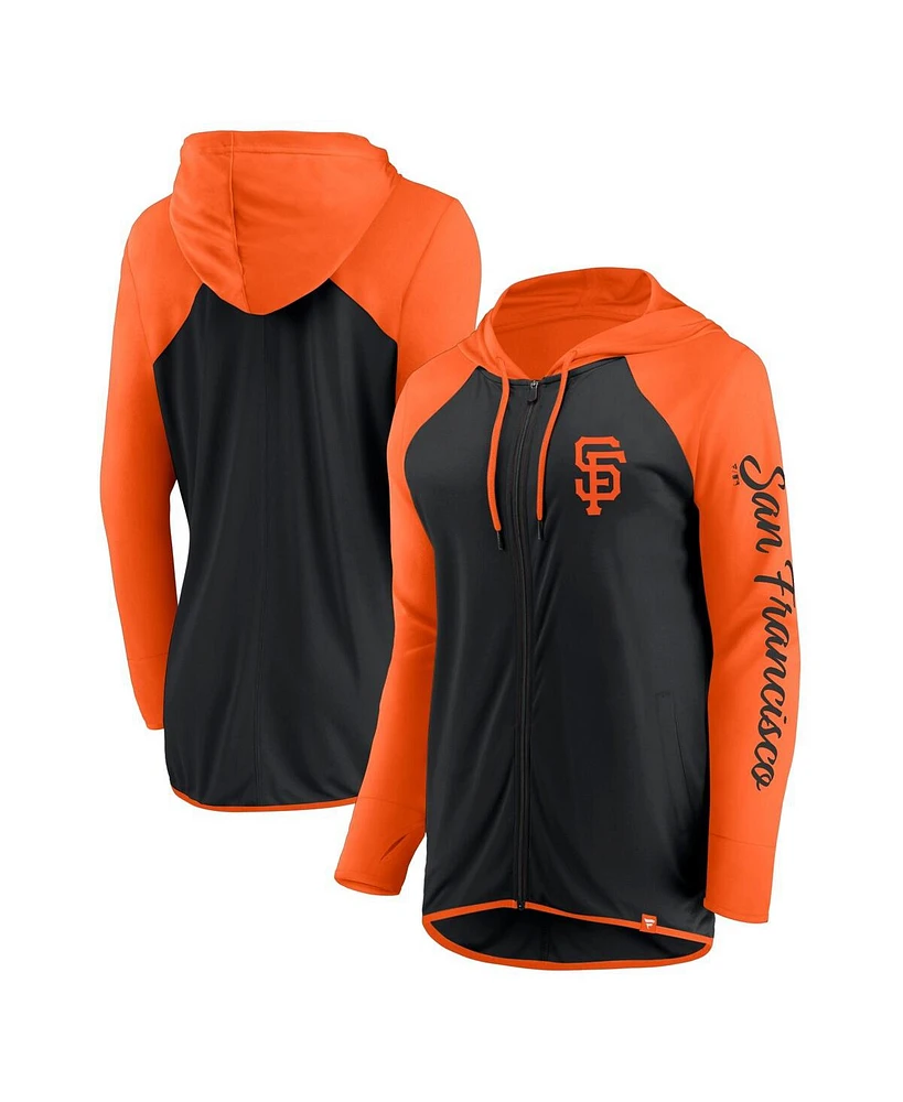 Fanatics Women's Black/Orange San Francisco Giants Script Sleeve Full-Zip Hoodie