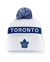 Fanatics Women's White/Blue Toronto Maple Leafs Authentic Pro Rink Cuffed with Pom Knit Hat