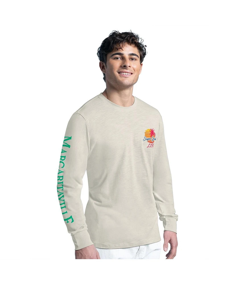 Margaritaville Men's Tan Super Bowl Lix It's 5 O'Clock Somewhere Long Sleeve T-Shirt