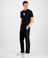 Karl Lagerfeld Paris Men's Straight-Fit Contrast Piping Fleece Scuba Track Pants