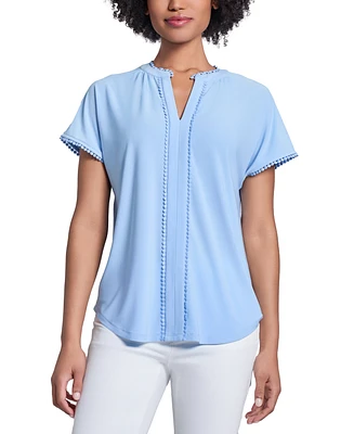 Jones New York Petite V-Neck Trimmed Top