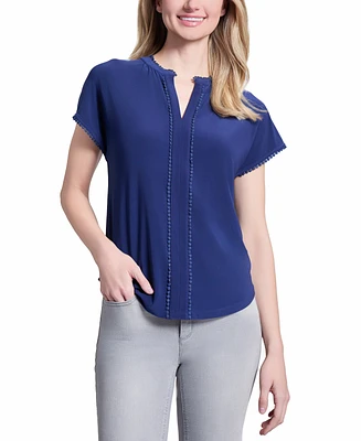 Jones New York Petite V-Neck Trimmed Top