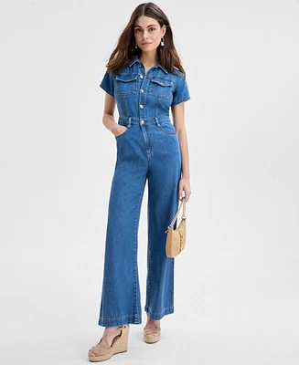 I.n.c. International Concepts Women's Liquid Denim Jumpsuit, Exclusively at Macy's