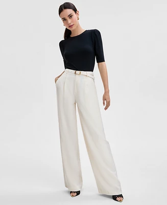I.n.c. International Concepts Women's High-Rise Belted Wide-Leg Pants, Exclusively at Macy's
