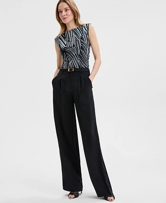 I.n.c. International Concepts Women's High-Rise Belted Wide-Leg Pants, Exclusively at Macy's