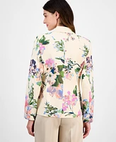 Tahari Asl Women's Floral-Print One-Button Jacket