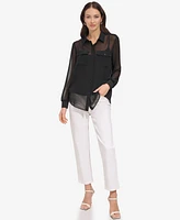 Dkny Women's Button-Down Chiffon Shirt