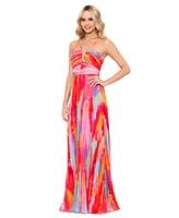 Xcsape Women's Petite Printed Halter Gown