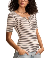 Lucky Brand Women's Ribbed Henley T-Shirt