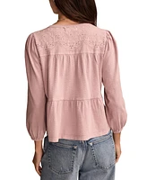 Lucky Brand Women's Embroidered Peasant Top