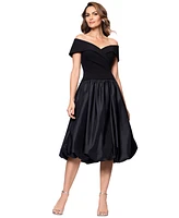 Xscape Women's Mixed-Media Bubble-Hem Fit & Flare Dress