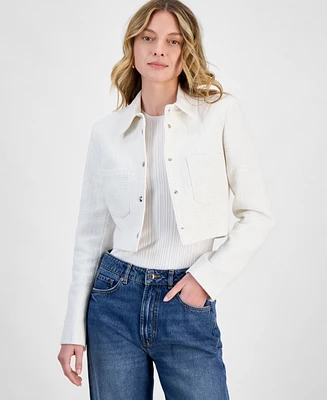 Hugo Women's Metallic-Accent Textured Cropped Jacket