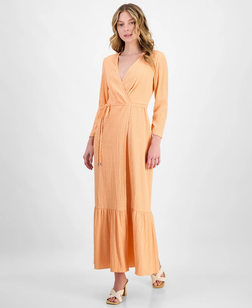 Hugo Women's Smocked Surplice Tiered Maxi Dress