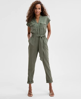 I.n.c. International Concepts Women's Belted Cap-Sleeve Jumpsuit, Exclusively at Macy's