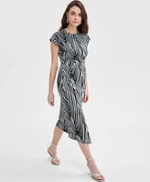 I.n.c. International Concepts Women's Printed Cotton O-Ring Wrap Dress, Exclusively at Macy's