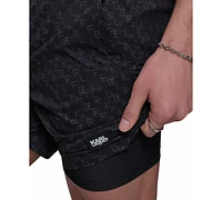 Karl Lagerfeld Paris Men's Regular-Fit Quick-Dry 5" Swim Trunks with Boxer Brief Liner