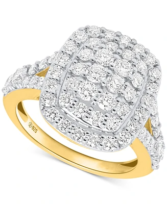 Forever Grown Diamonds Lab Diamond Halo Cluster Ring (2 ct. t.w.) Sterling Silver or 14K Gold-Plated