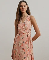 Lauren Ralph Women's Floral Ruffle-Trim Georgette Gown