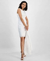 Kasper Womens Empire Seam Scalloped Lace Sheath Dress Lace Open Front 3 4 Sleeve Jacket Regular Petite Sizes