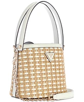 Guess Atalia Mini Raffia Crossbody Bucket Bag