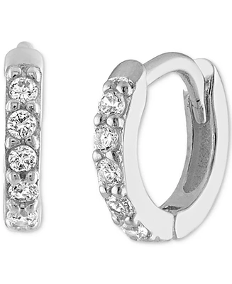 Ben Oni Sterling Silver Extra-Small Pave Huggie Hoop Earrings, 0.39"