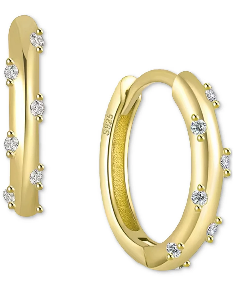 Ben Oni 18k Gold Over Sterling Silver Extra-Small Cubic Zirconia Huggie Hoop Earrings, 0.39"