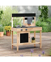 Mud Kitchen Playset for Kids Outdoor Play Kitchen with 2 Removable Sinks