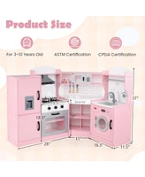 Corner Kids Play Kitchen with Washing Machine & Ice Maker Perfect Gift for Creative