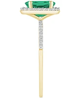 Lab-Created Emerald (1 ct. t.w.) & White Sapphire (1/5 Oval Halo Ring