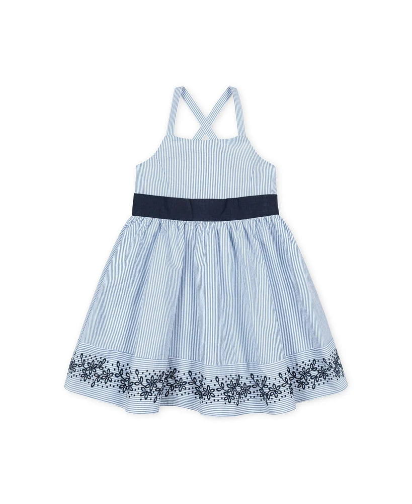 Hope & Henry Heirloom Girls' Organic Sleeveless Special Occasion Sundress with Bow Back Detail and Embroidery, Toddler