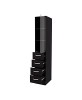 Fm Furniture Pinon Bathroom Linen Cabinet with Glass Door and Drawers, Wengue