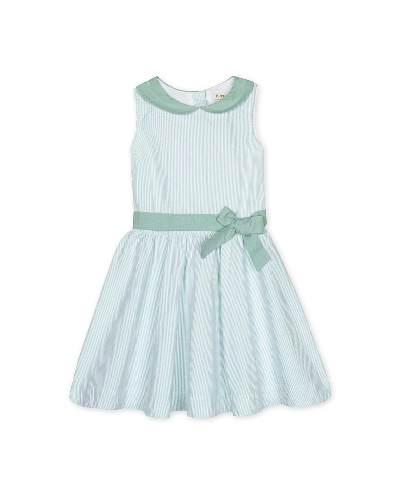 Hope & Henry Girls' Organic Peter Pan Collar Seersucker Dress