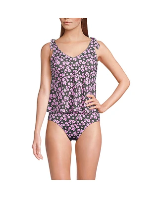 Lands' End Petite Tie Shoulder Flutter Tankini Top