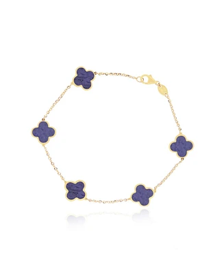 The Lovery Small Amethyst Clover Bracelet 14K Gold