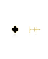 The Lovery Mini Onyx Clover Stud Earrings 14K Gold