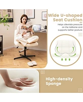 Upholstered Cross-Legged Office Chair with Oversized U-Shaped Seat Comfortable and Stylish Desk