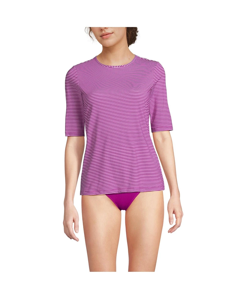 Lands' End Women's Elbow Sleeve Relaxed Upf 50 Rash Guard