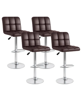 Modern Swivel Bar Stools Set of 4 with Heavy-duty Metal Base & Footrest Back