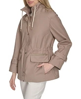 Cole Haan Signature Women's 29" Loose Fit Pinstripe Rain Jacket