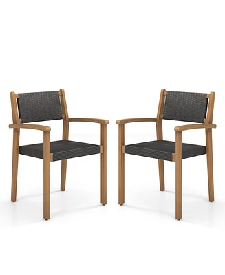 Set of 2 Stackable Outdoor Wicker Dining Chair